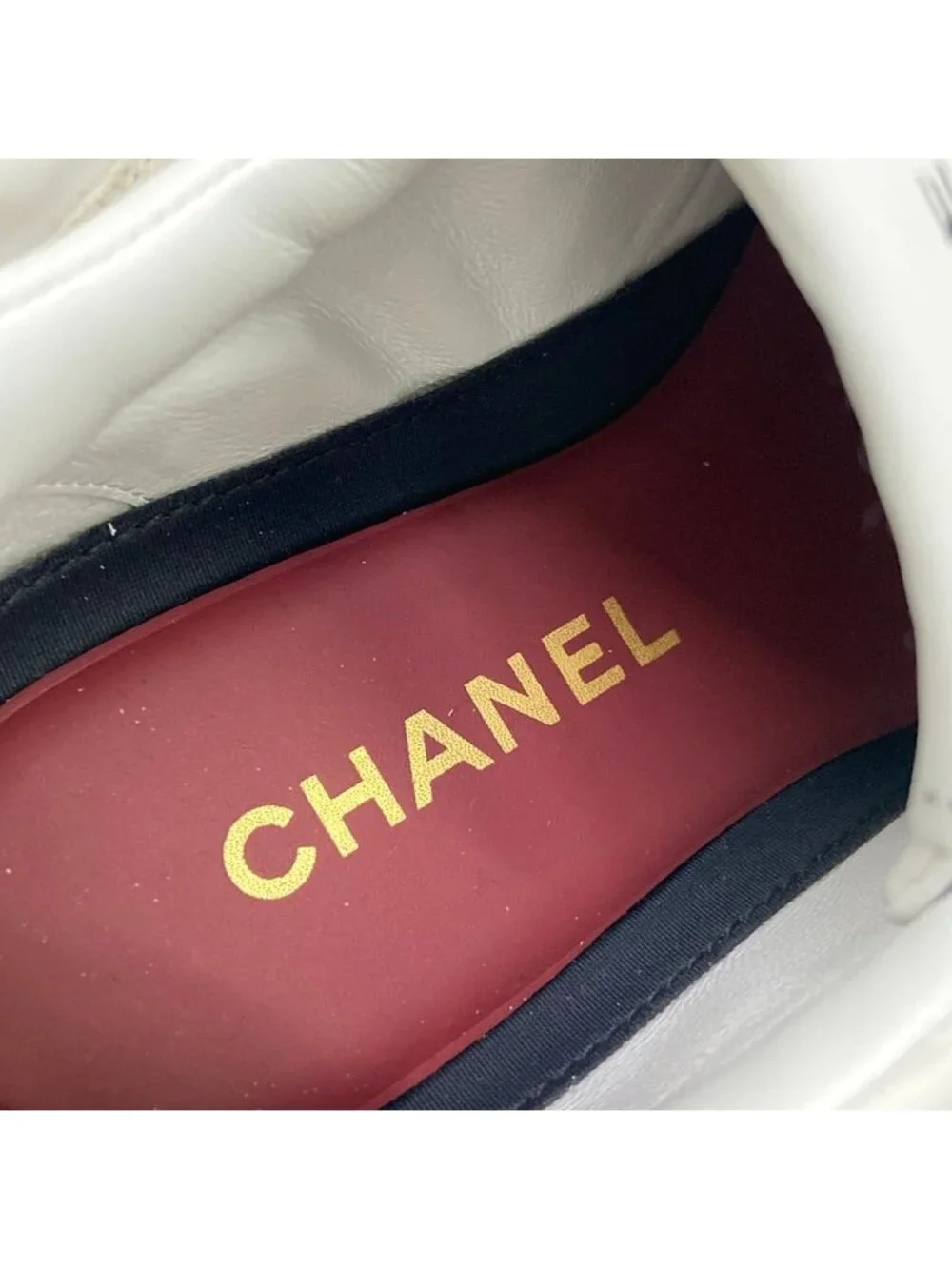 Chanel Sneakers 37 White Ivory Black CC Logo